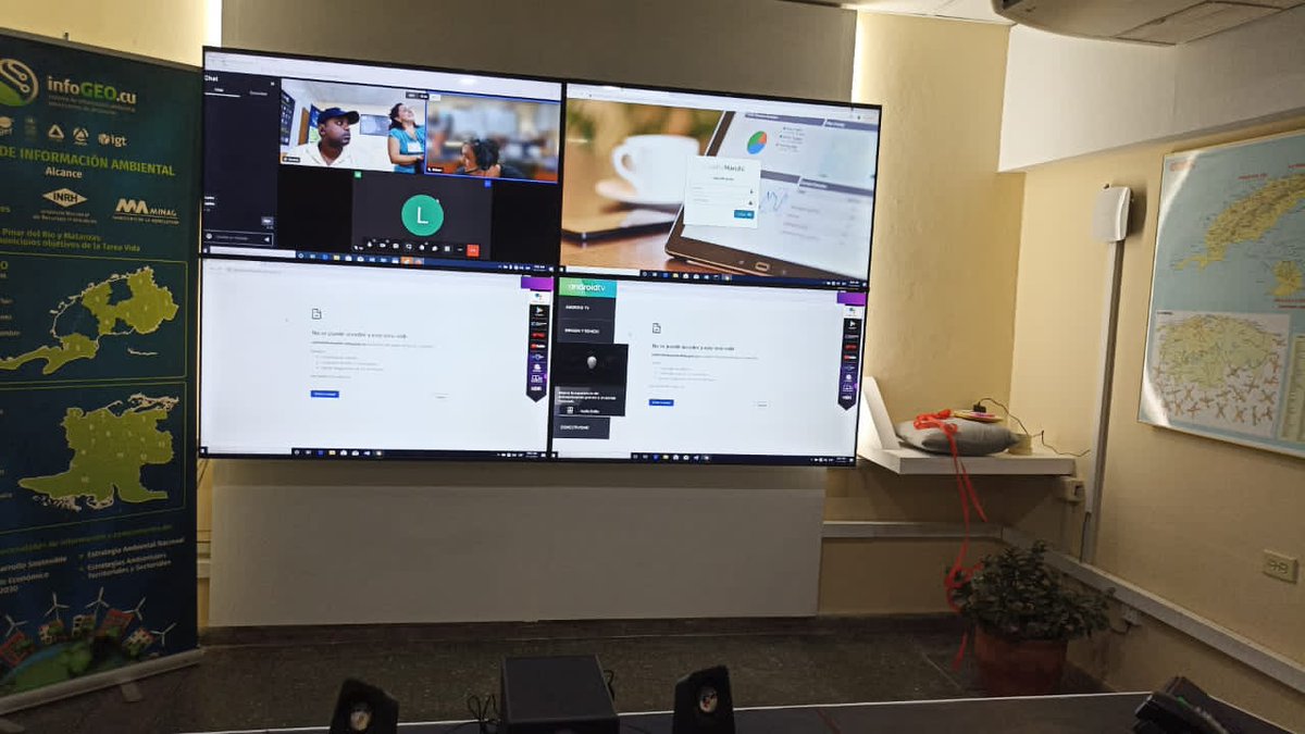 citmacuba's tweet photo. En breve se realizará la inauguración de la Sala Situacional del proyecto #InfoGeo situada en el @InsmetC, la que permitirá el monitoreo del sistema de #informaciónambiental a nivel de país. Asistirán directivos de @citmacuba. @ElbaRosaPM @SANTANACITMA @ArmandoRguezB https://t.co/bCcaxJPSDn