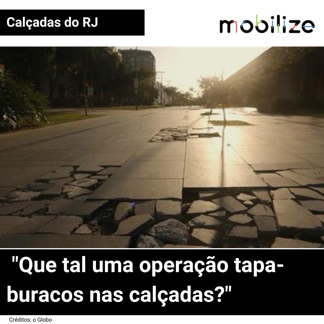 portalmobilize's tweet photo. "Que tal uma operacao tapa-buracos nas calcadas?". Thatiana Murillo, do coletivo "Caminha Rio", defende uma ação conjunta de várias secretarias para uma gestão mais eficiente de calçadas e ciclovias no Rio de Janeiro. Leia https://t.co/yqbxX9EHWJ #rj #calcadas #mobilidadeurbana https://t.co/rbjkZbFZQX
