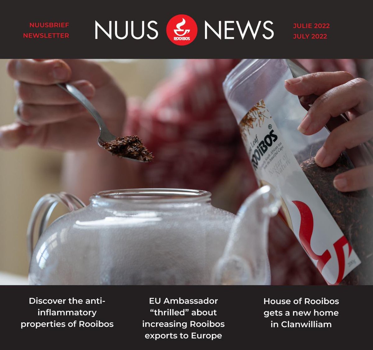 In this newsletter, you can find out more about new research that aims to discover the anti-inflammatory properties of Rooibos.

We also tell you more about the new home of House of Rooibos. 

Read more: t.e2ma.net/message/mnh0ze….

#RooibosLtd #RooibosNews