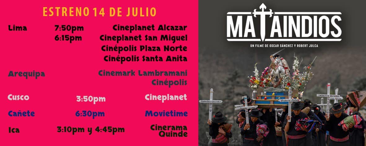 Alotroladodelv1's tweet photo. Hoy llega a cines nacionales #Mataindios de Robert Julca y Oscar Sánchez
Un grupo de ciudadanos organiza una misa para su santo patrón Santiago Mataindios, con la esperanza de aliviar el luto dejado por la violencia política de los ochenta.
Los cines y horarios 👇 https://t.co/Sw3zmZdcDQ