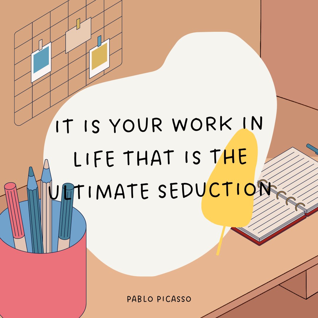 JacksonTechCo's tweet photo. It is your work in life that is the ultimate seduction. – Pablo Picasso

#quoteoftheday #quotesaboutlife #quotesaboutwork #inspirationalquotes #motivationalquotes #successquotes #passion #startyourdayright #hardwork #goal #PabloPicasso #ThursdayThoughts https://t.co/M2TptSojZ4