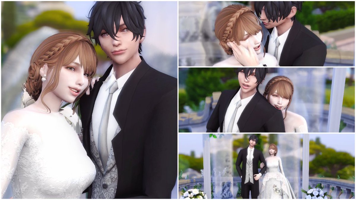 moka6232's tweet photo. なかなかシムズできない😭
そんななか、晴ちゃんとイムラン
ようやく結婚式挙げました🥰
小さかった晴ちゃんが奥さんになるんだなあ。
日和ちゃんがおばあちゃん��なる日が近いｗ
二人ともおめでとう！
（いつもありがとうございます、もっくさんの
　ポーズお借りしました🙏 https://t.co/qIKepDI5nX