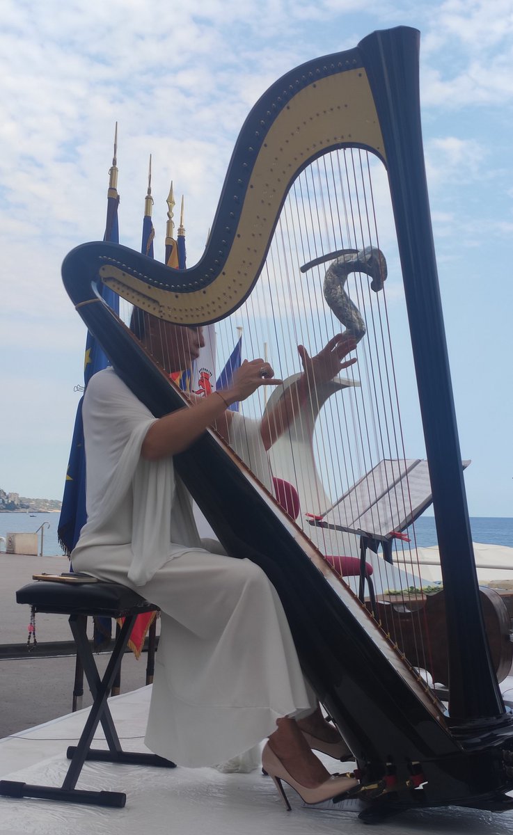 DIRECT : Après la lecture des noms des victimes de l'attentat du 14 juillet 2016 et la minute de silence, les familles, les associations et les élus déposent des roses blanches au pied de l'oeuvre avec, en fond sonore, une mélodie jouée à la harpe. 
#14juilletNice