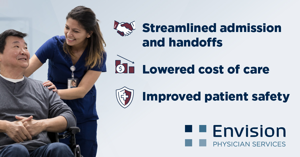 Envision_Cares's tweet photo. When emergency medicine and hospital medicine work in silos, patients are put at higher risk and the cost of care increases. Envision’s integrated model creates accountability between departments and establishes a collaborative approach to care that... https://t.co/WsKiLdI42q https://t.co/XhLB9SkS33