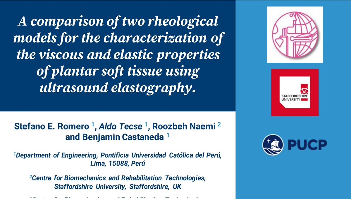 AldoTecse's tweet photo. It was great to present our work on comparison of rheological models for quantifying #Viscoelastic characteristics of soft tissue at #WCB2022. This was a collaboration with @RoozNaemi at @StaffsBiomech. #Biomechanics #Elastography #modeling @pucp #Ultrasound https://t.co/pBRNBMam3C