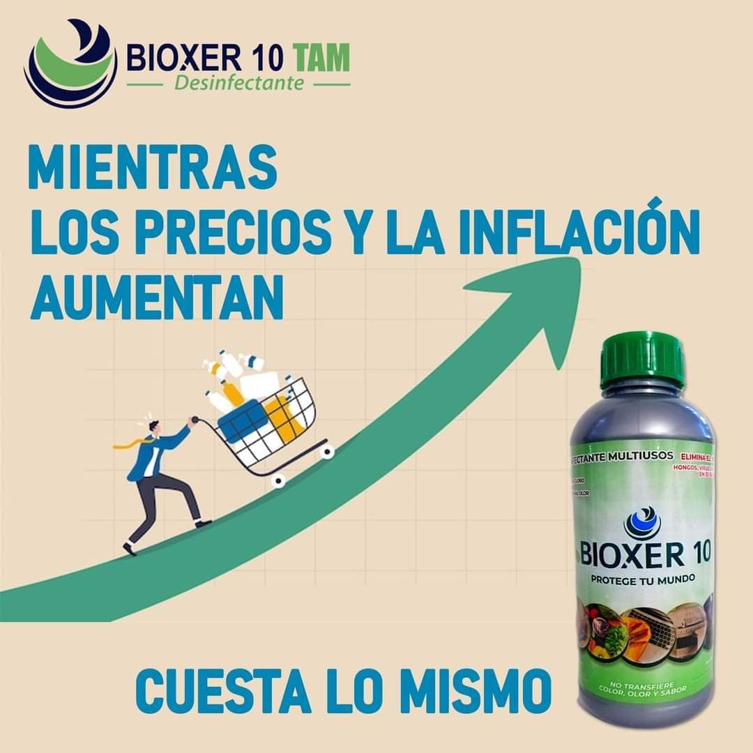 bioxer10's tweet image. Ahorra📣📣📣 
Un litro de Bioxer tiene un precio de 300 pesos y te rinde 66 litros, además de su gran rendimiento es un #Desinfectante #NoCorrosivo  #NoToxico #NoCorrosivo #Tampico #Altamira #CdMadero #CdVictoria #Matamoros #Reynosa #RioBravo #NuevoLaredo #Tamaulipas #FelizJueves
