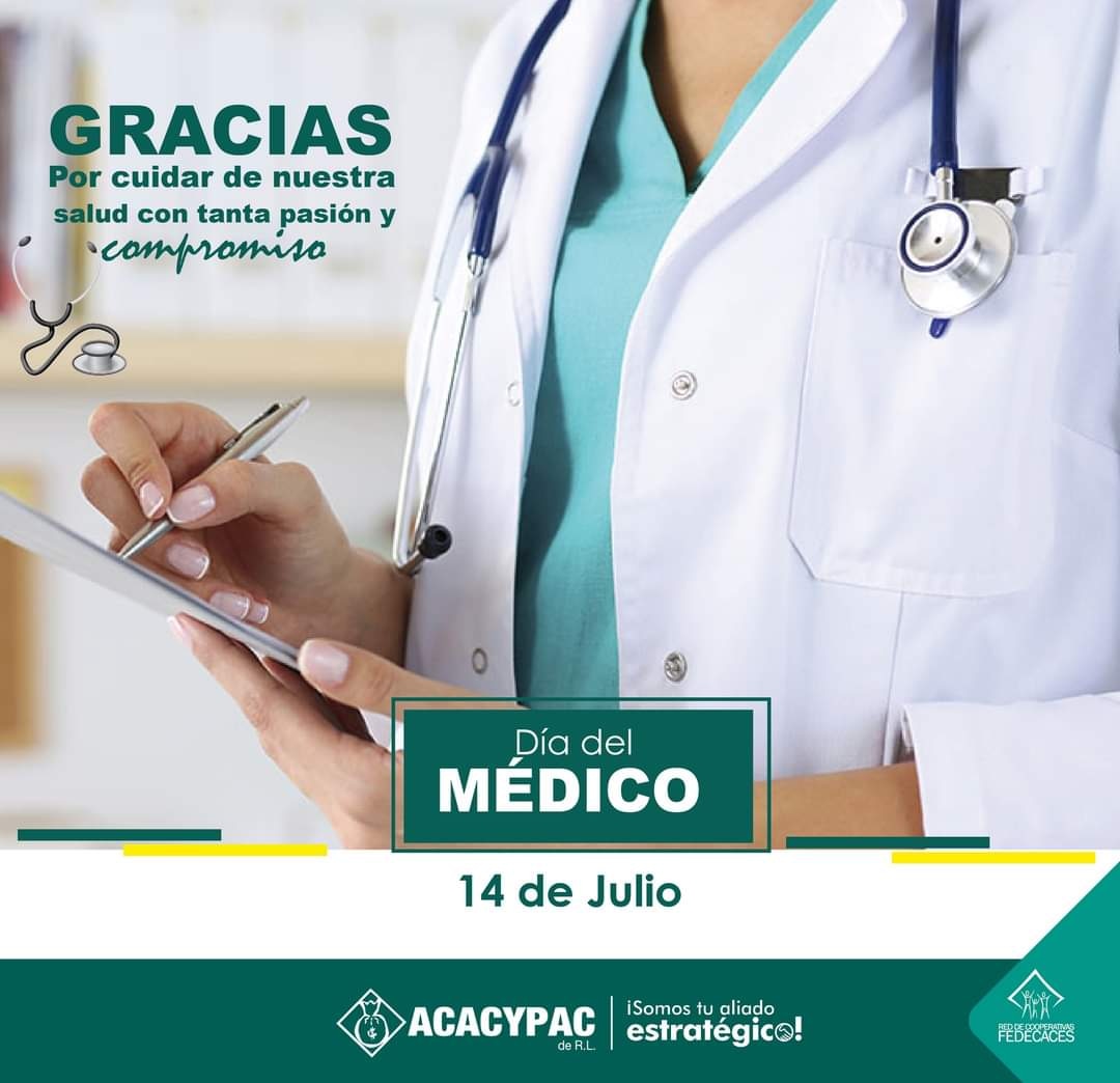 14 de Julio| Día del médico.
Gracias por cuidar de nuestra salud con tanta pasión y compromiso.