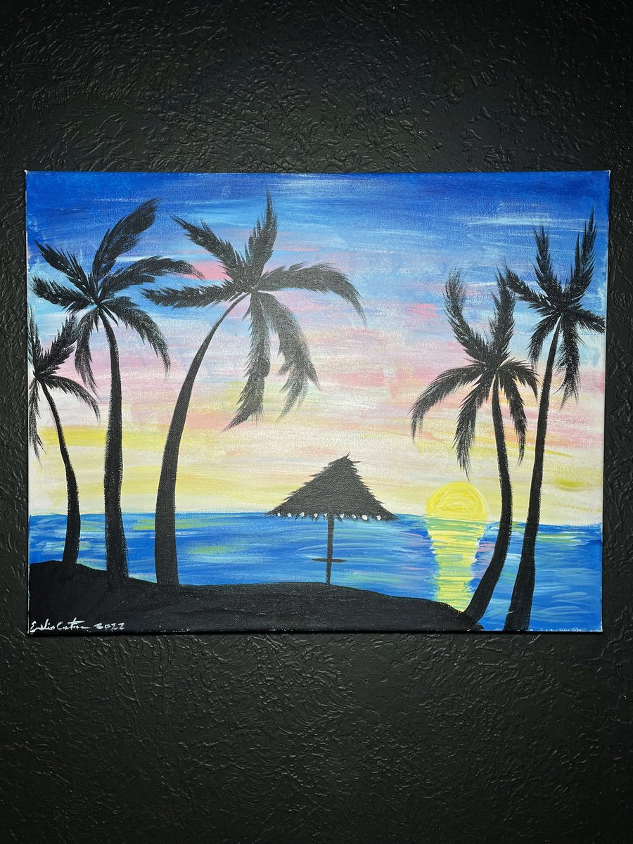 Shoutout to everyone who came out to another sold out wine & paint night event in downtown San Jose! This time I taught guests how to paint a tropical sunset using acrylic paints on canvas. 🍷🎨 #vivaparkssj #sanjose