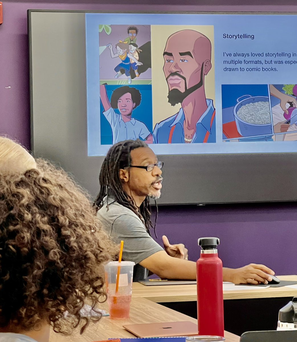 PaulGrondahl's tweet image. A master class in comic book creation, writing &amp;amp; illustrating, from supremely talented @marcuskwame for HS students in “Discovering Your Voice” workshop. Sequential storytelling, filmmaking techniques, speech balloons &amp;amp; more. Thanks Marcus. @nyswi @CapDistWP @UAlbanyEdu