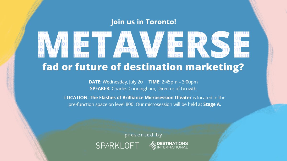 Ready for <a href="/destintl/">Destinations International</a>'s #AC22Toronto next week? 

To help with your #NoFOMOToronto:

— Add our Flashes of Brilliance session on 7/20 to your schedule. 
— Drop us a line to meet up with one of our Sparks! bit.ly/3B1zLTd

#destinationmarketing #meetingsmeanbusiness
