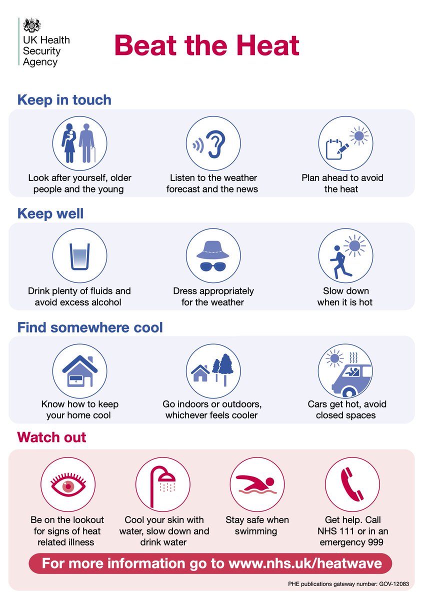 We've got extreme heat forecast for the Humber region from Sat 16th to Tue 19th July. Watch out for vulnerable people and help them stay safe in the heat. Share this poster with others. Stay cool.