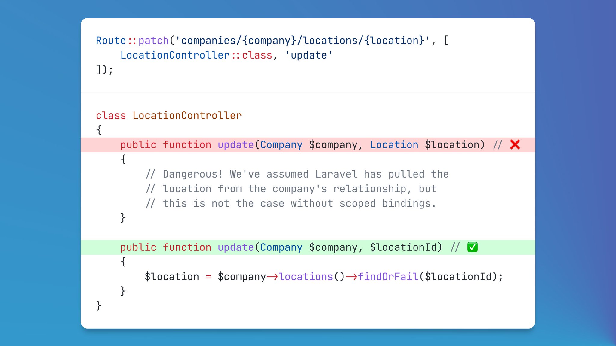 Be careful if you're not scoping your route model bindings 