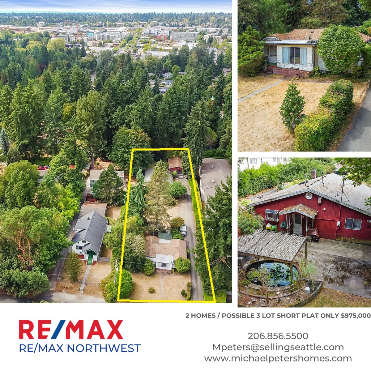 SeattleREBroker's tweet photo. Builder / Developer Alert! 3 lot short plat in process at the city. Remodel both existing houses and build 2 DADU’s or finish short plat and build up to 5. #remax https://t.co/3o3h1IoRfL