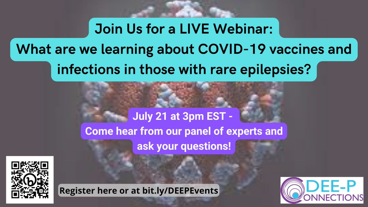 DEE_Pconnection's tweet photo. Join us next week to learn more about #Covid_19 and the #RareEpilepsies. We'll talk about #vaccines, infections and the impact of the #pandemic with @dfreedman7 @TinaKSosa and #AnneBerg. #DEEs
https://t.co/IPWMapv3pS https://t.co/IuVGXnHRVW