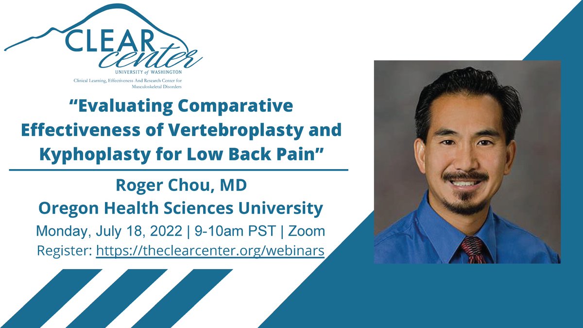 theclearcenter's tweet photo. Upcoming UW CLEAR Center Webinar by Dr. Roger Chou. Register: https://t.co/30YrHTHufb https://t.co/iQitn4F9wY