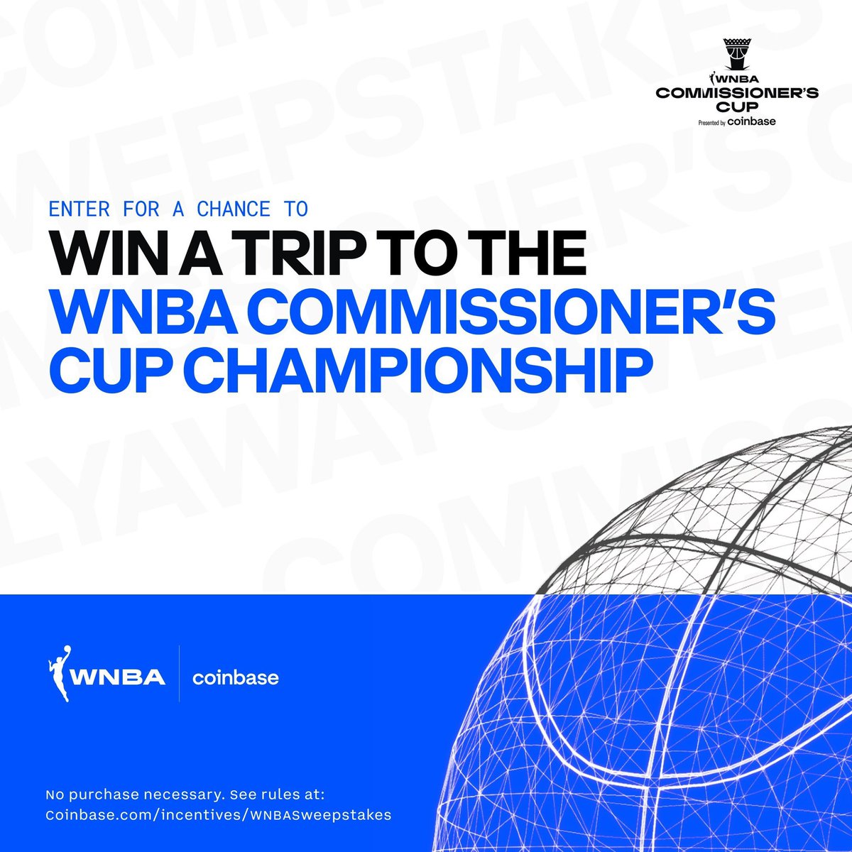 WNBA's tweet photo. 🏀 We’ve partnered with @Coinbase to give you a chance to go to the #CommissionersCup Championship 🏀
 
RT &amp; follow @Coinbase &amp; @WNBA for a chance to win a trip to Chicago + $500 in crypto. 
#CoinbaseWNBASweepstakes
 
📆: July 26th
📍: Wintrust Arena https://t.co/L5svwlMfoI