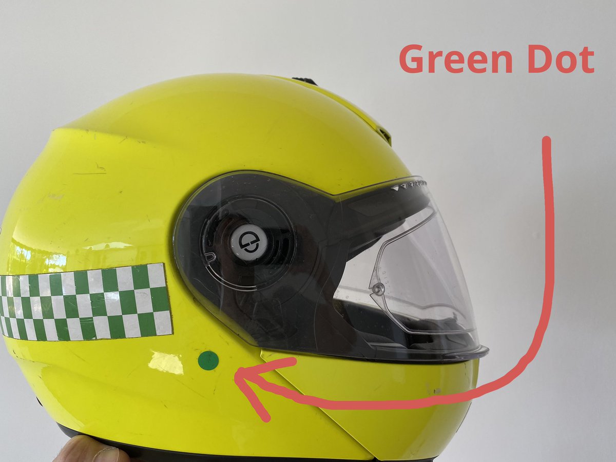 DorsetTraumaDoc's tweet image. Are you a member of 🚑🚓🚒🚁?

Do you know what a green dot on the side of a motorcycle helmet means?

You’ll find lifesaving rider information on a CRASHcard inside the padding of the helmet.

Please RT to all 999 colleagues &amp;amp; let’s make everyone aware 👍DocBike.org