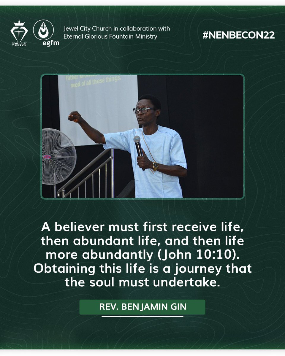 EGFMfountain's tweet photo. Below are excerpts from the ministration of the word by Rev. Benjamin Gin at the North Eastern Nigeria Believers' Convention 2022 Day 1 Evening Session.
#RevBen #NENBECON22 #EGFM https://t.co/NCJEolzBwC