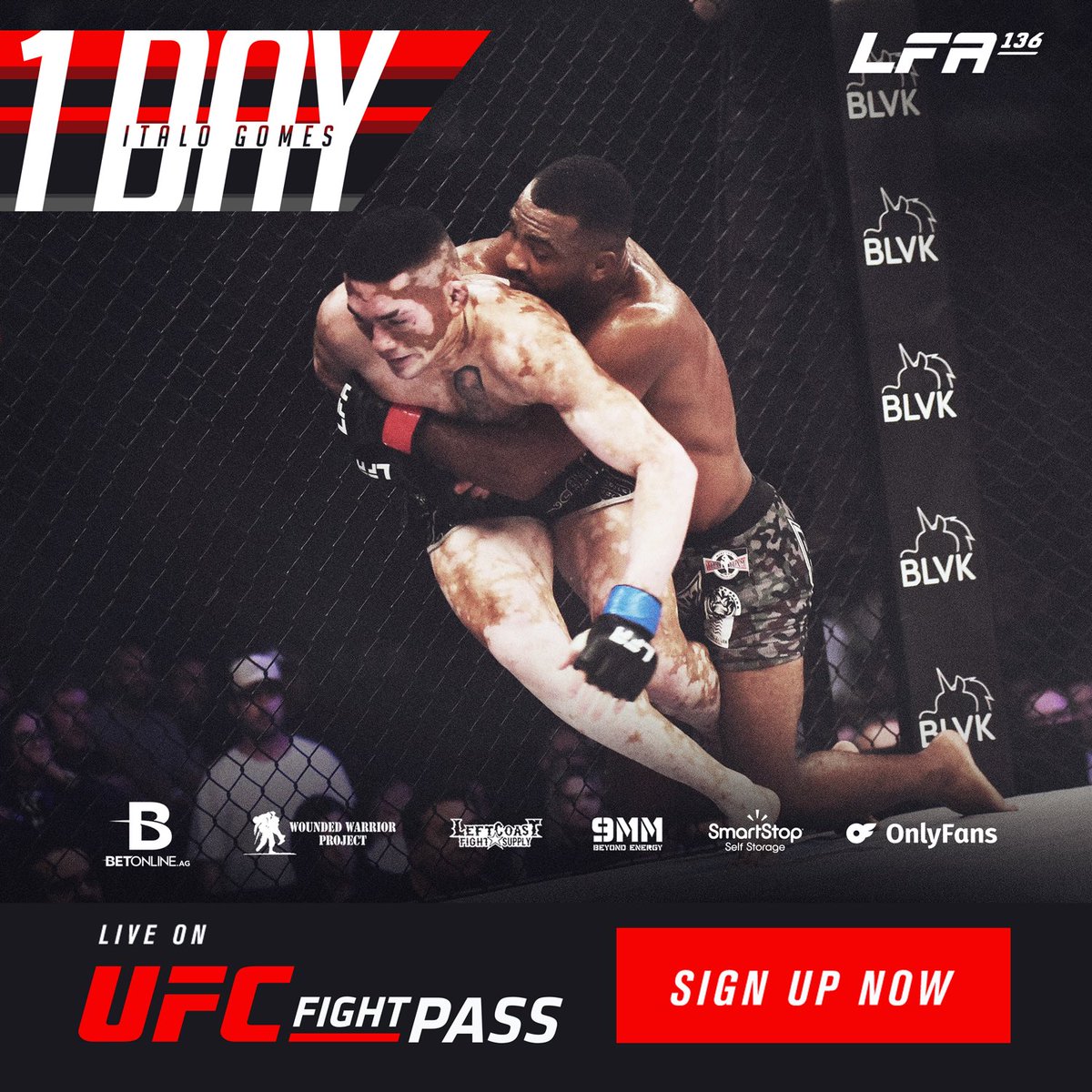 In 1 Day, top prospect #ItaloGomes returns to the @LFAfighting Octagon in the main event of #LFA136! 💥 Friday, July 15 #CEMUG #Caraguatatuba, #SaoPaulo, #Brazil #MMA #LFANation @UFCFightPass