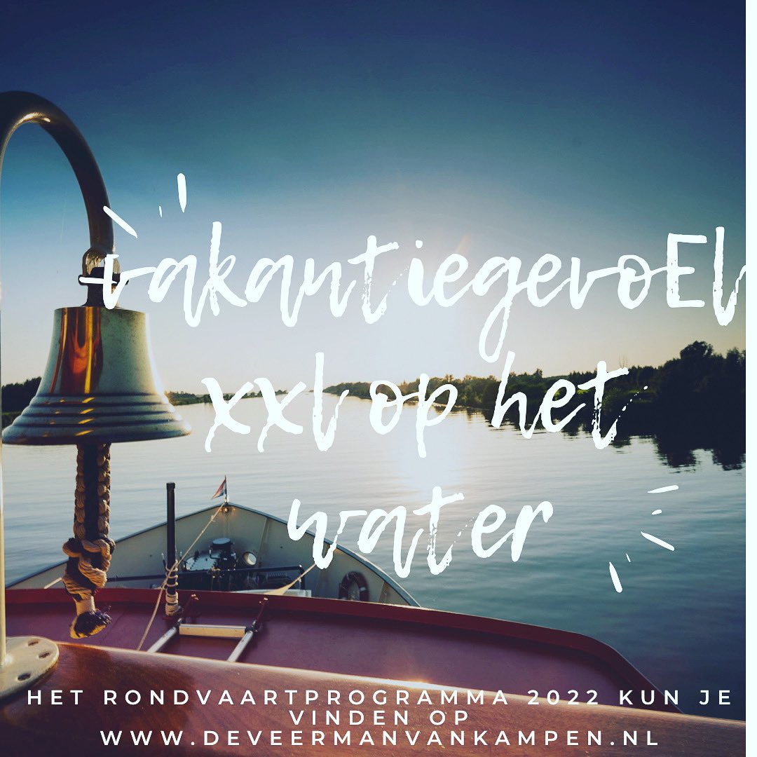 Wij hebben aankomende week weer volgepland staan met prachtige tochten, voor ieder wat wils!!

Op deveermanvankampen.nl staat het volledige programma en kun je evt. ook gelijk reserveren.

<a href="/kampentourist/">Kampen Tourist Info</a> @visitkampen @hanzestadkampen