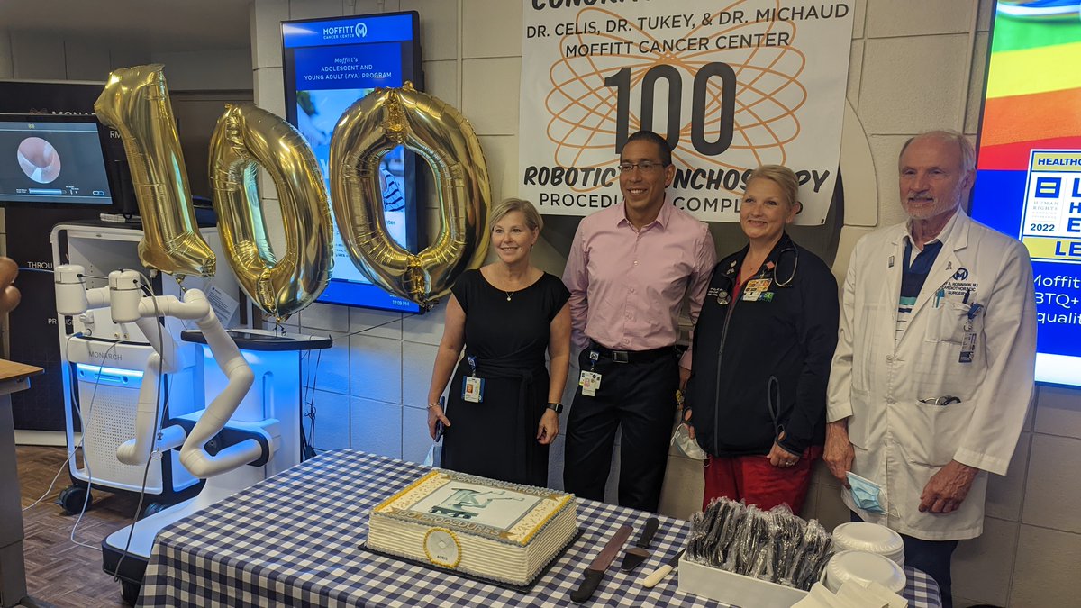 Congratulations! Today, Moffitt's Interventional #Pulmonology team celebrated 100 #robotic bronchoscopy cases! Read more about procedure here- moffitt.org/endeavor/archi…