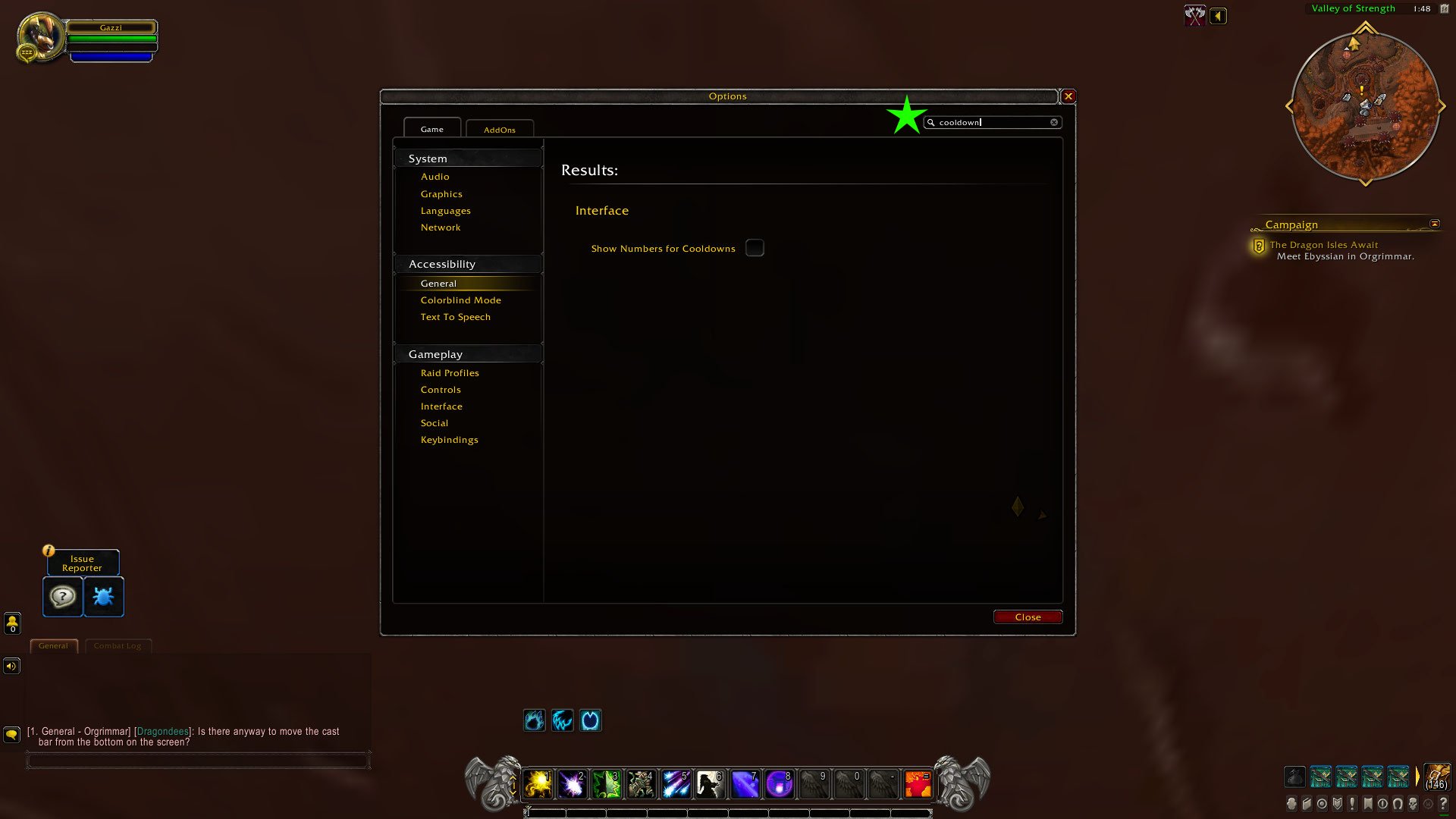 Cant see general chat in wow
