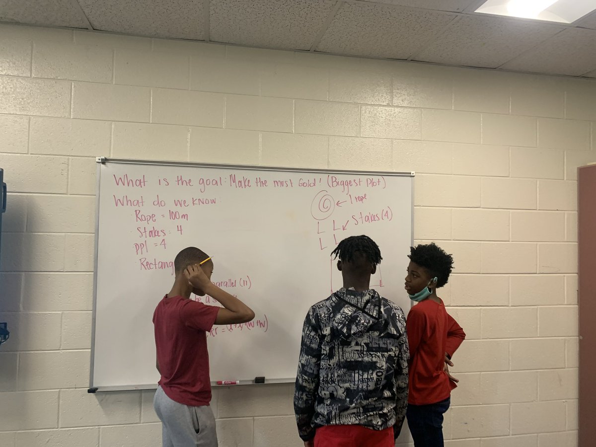 AskAikenMath's tweet photo. First week or SOAR 22 ✅. Nothing better than hands on.Students had to use what they know about rational number operations and design the “biggest rectangular plot of land” with only 100m of rope to dig the most “gold”.  #SPMS #SOAR @spmeagles @RichlandTwo https://t.co/TMpdhVrdXO