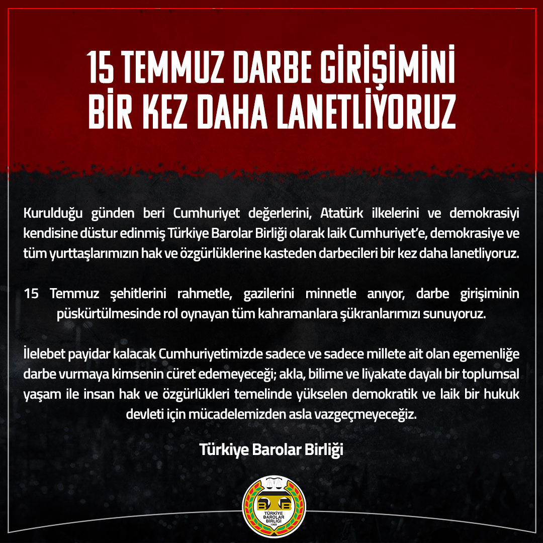 barolar's tweet photo. #15Temmuz Darbe Girişimini Bir Kez Daha Lanetliyoruz

👉 https://t.co/dlOU4EaxPj https://t.co/jpNrjFonFZ