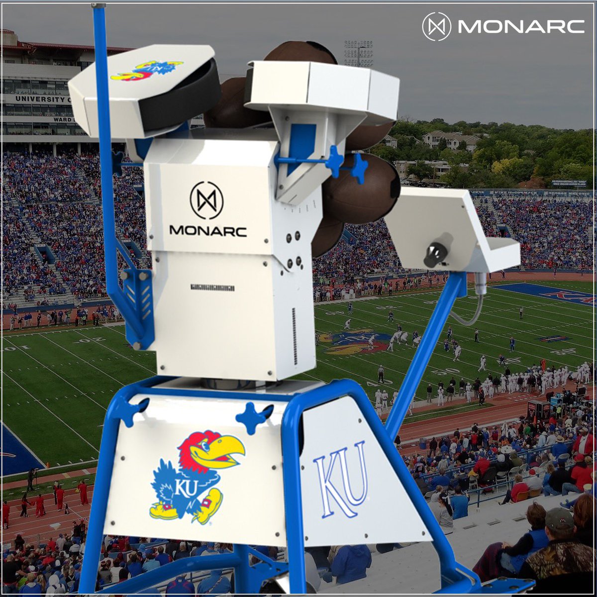 Thrilled to welcome @KU_Football to the Monarc family! Excited to empower the #Jayhawks to train smarter & maximize every practice opportunity 👊 A huge thank you to Head @CoachLeipold , @Kotelnicki , @coachprice80 , @CoachWallaceKU , & @taiwonatolu #RockChalk #KUFB #Kansas