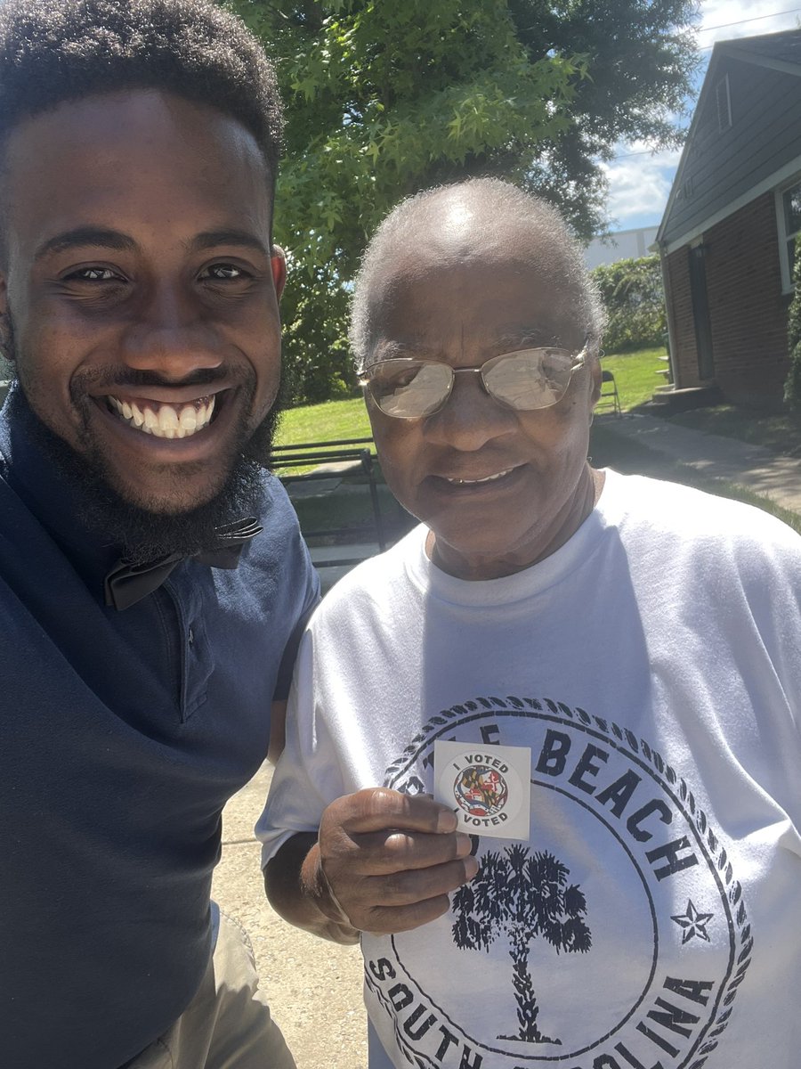 President_KSB's tweet photo. I took my 84-year-old great gma, Ms. Esther Mae, to early vote “for Democrats”, as she says! Today is the last day of Early Voting before Primary Election Day on 7/19.

If you need any electoral help, you may call me at 443-333-9577. #ACommunityUnited #AlwaysVote #VoteDownBallot https://t.co/gs2zAsLz7B