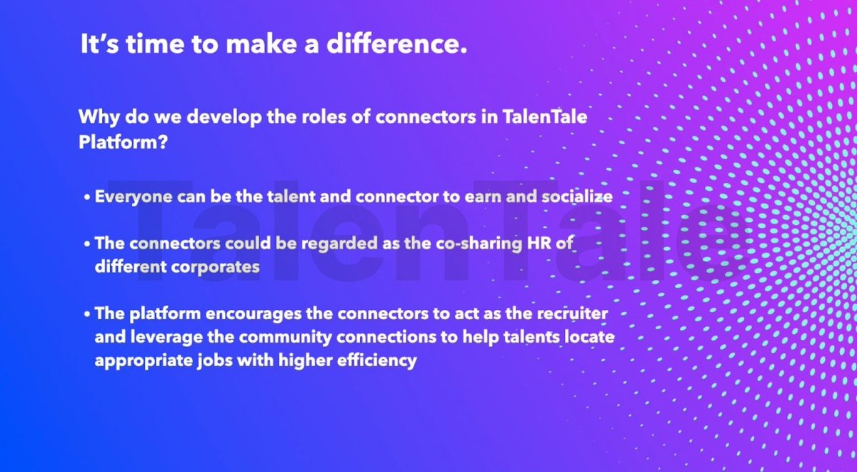 Why do we develop the roles of connectors in TalenTale Platform?

#Web3 #NFTs #TalenTale