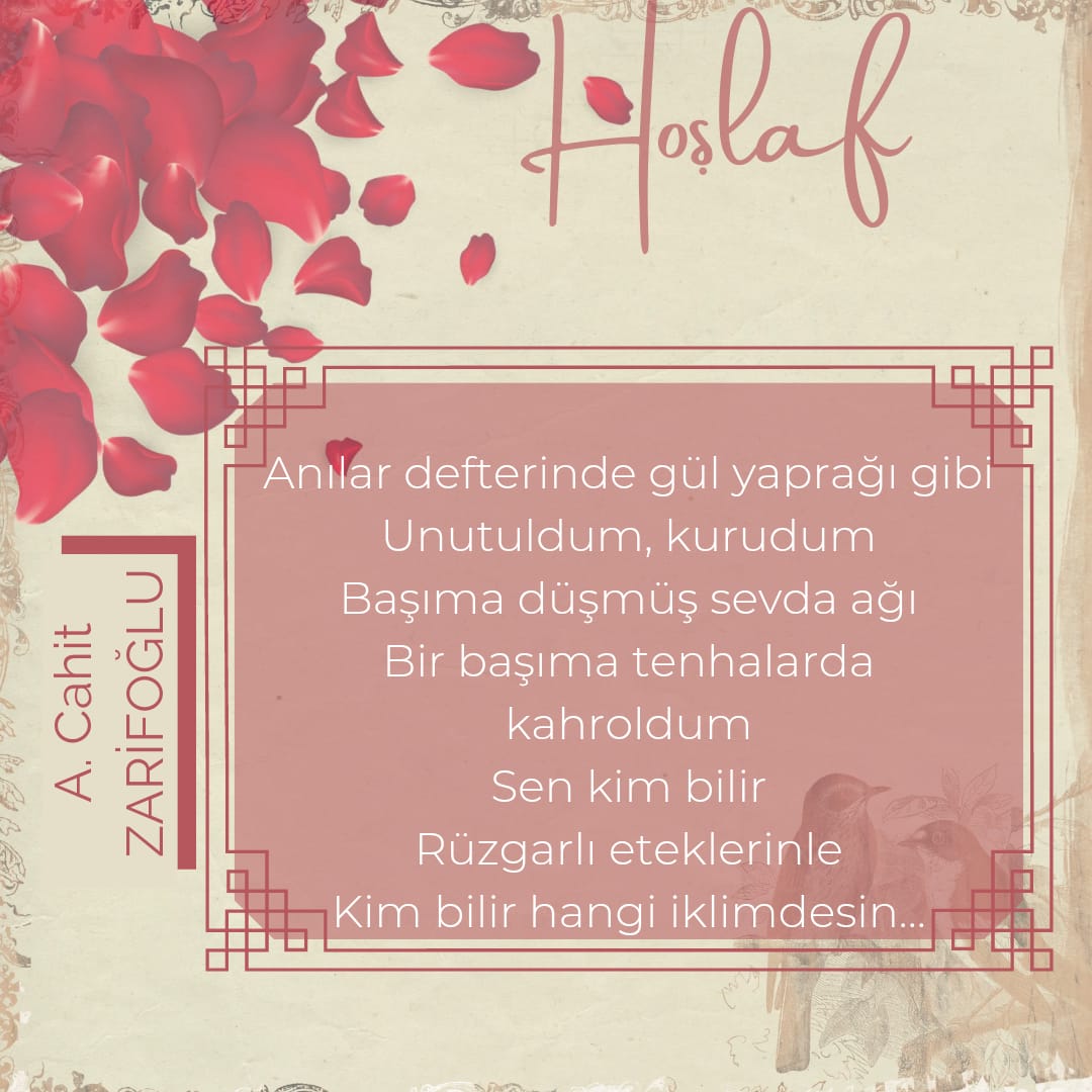 "Anılar defterinde gül yaprağı gibi unutuldum.."
...