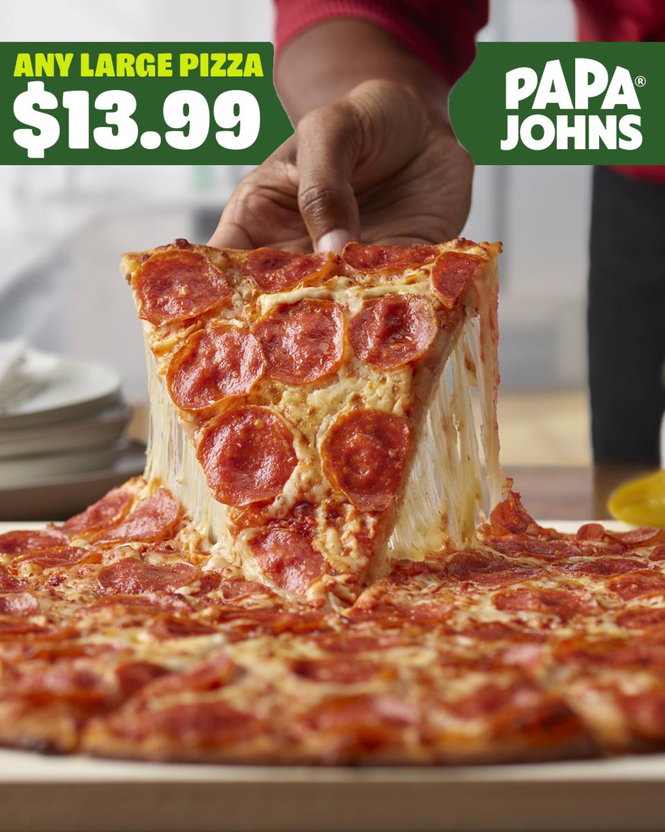 Any Large Papa Johns Pizza Just $13.99 Today!

Use promo code: ANYLARGE when you order online at papajohns.com

#BetterIngredientsBetterPizza

#PapaJohnsofCentralOhio #PapaJohnsPizza