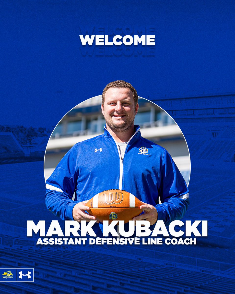 GoJacksFB's tweet photo. Welcome to the staff @CoachKubacki. Coach Mark Kubacki will be our Assistant Defensive Line Coach.

#GoJacks 🐰🏈 https://t.co/0s8KuLr45Q