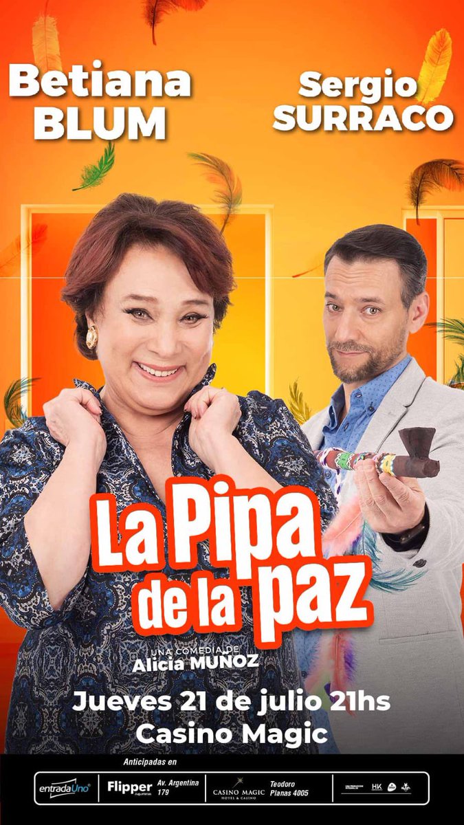 FedorcoProducci's tweet photo. La Pipa de la Paz| Neuquen
NEUQUÉN 
Esta noche 21hs en el Casinl Magic 
Ultimas entradas en:
🎟 https://t.co/vq8RzrrPVE
🎫 Flipper (Av. Argentina 179) 
🎭 O en la boleteria del Casino Magic (Teodoro Planas 4005) https://t.co/NbGlG1F9oS