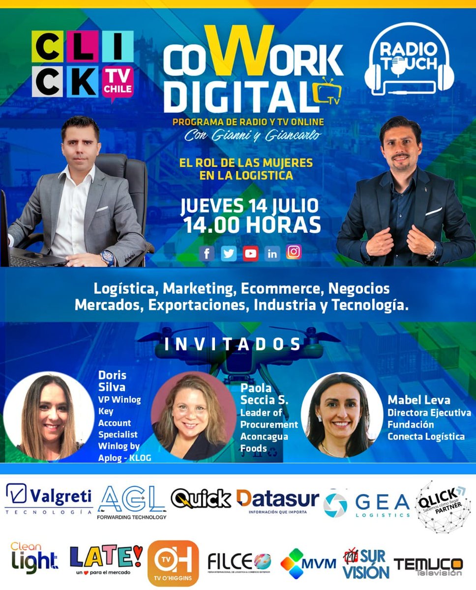 GiancarloMkt's tweet photo. Hoy con @giannicontenlalogistica #coworkdigital desde las 14. 00 horas vía @temucotv_ @tvohiggins @canaldelagente_ @clicktvchile https://t.co/dDHEWKyZj8