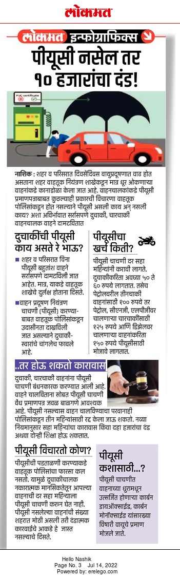 InfoNashik's tweet photo. #पीयुसी नसेल तर 10 हजारांचा दंड!
#Nashik #AIR #pollution #PUC #vehicles #compulsary #fine https://t.co/1gCULwjNtS