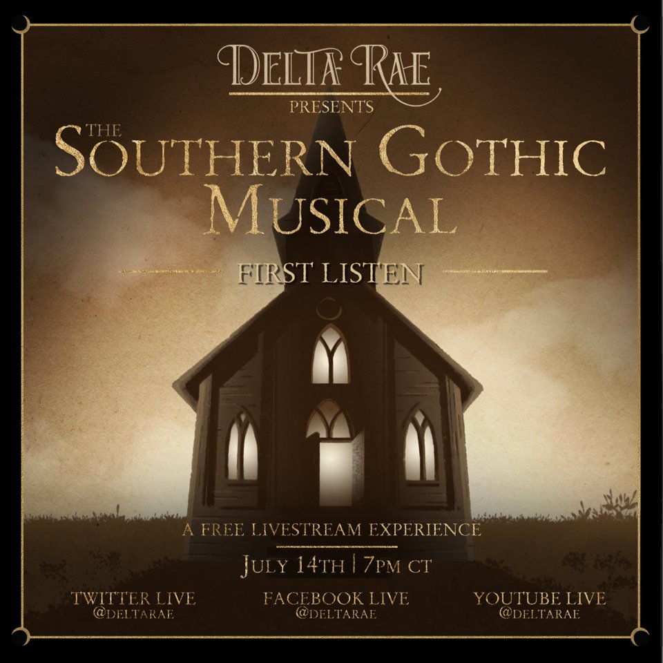 EtheridgeIsland's tweet photo. Don't miss out on @DeltaRae 's Southern Gothic Musical - First Listen free livestream experience today at 8 PM ET! #EtheridgeIsland https://t.co/sRu4mpmqSn