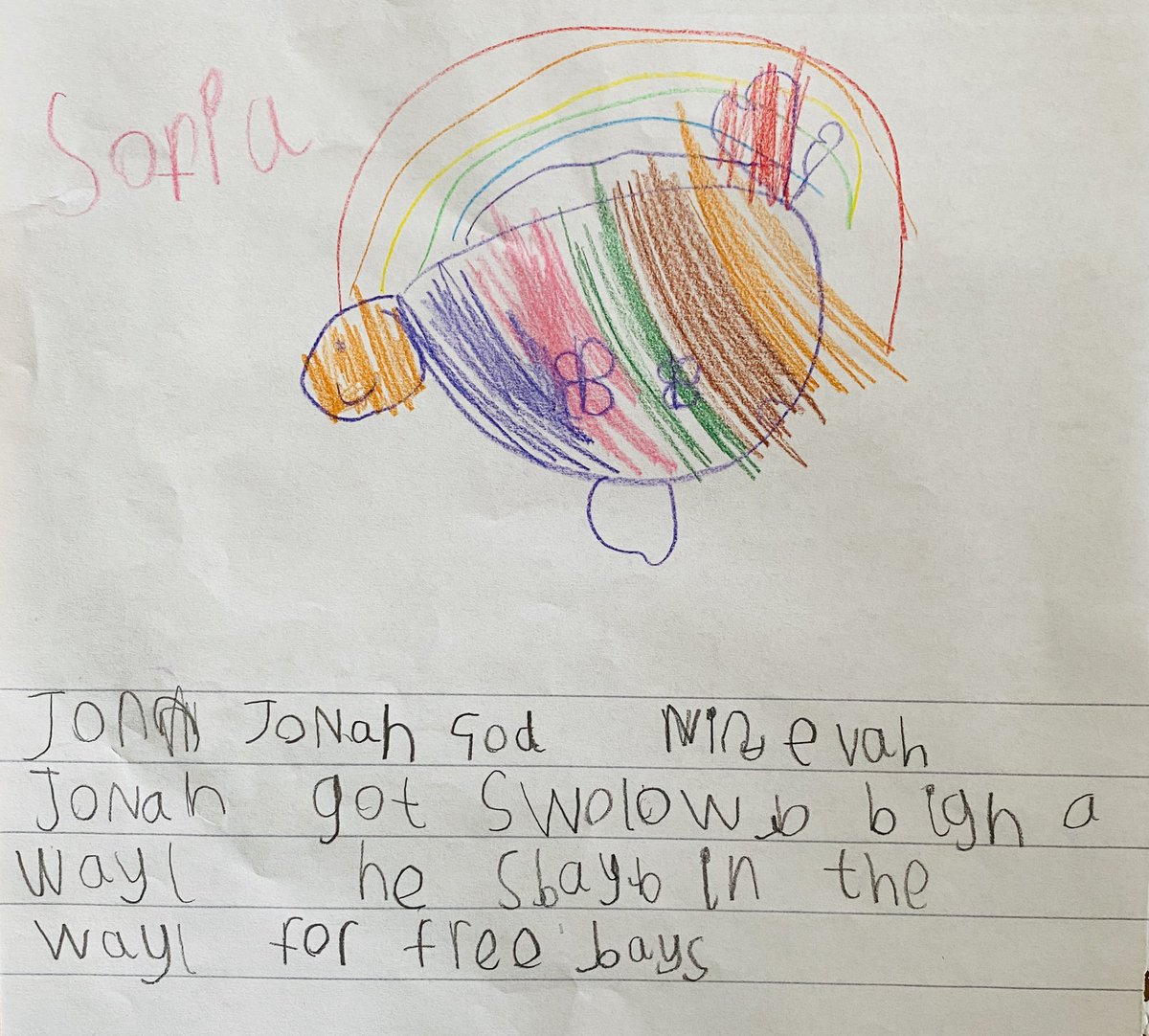 sjvblackpool's tweet photo. Reception have been retelling and writing some well-known stories from the Bible in their own words 🦓🦓🦒🦒🐘🐘 🌊🐳 #SJVRD #SJVRAH #RE #Writing https://t.co/xnTa5UQdb9