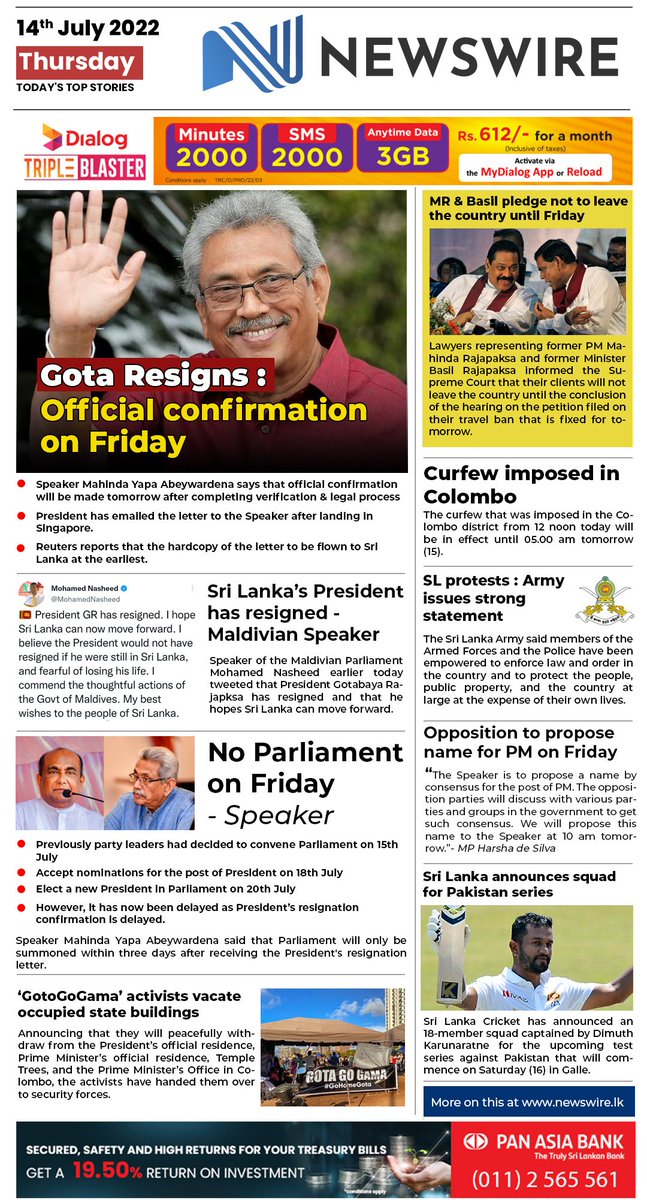NewsWireLK's tweet photo. Today's top stories: https://t.co/KmGdbjPnkn https://t.co/j7AuFDBFSF