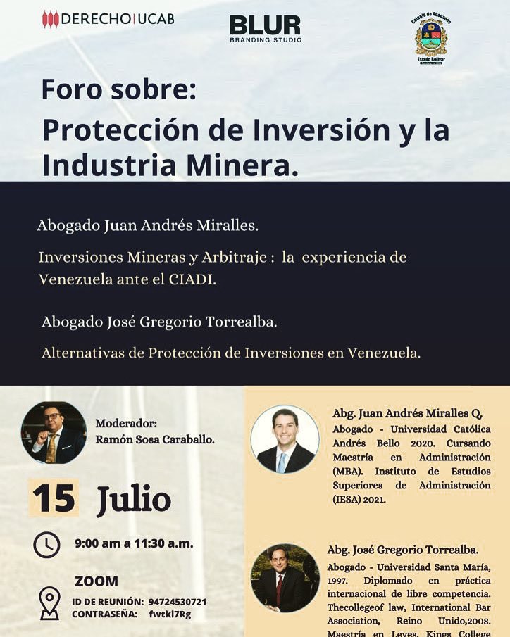 El Colegio de Abogados del Estado Bolívar, a través de su Coordinación Académica en conjunto con la Escuela de Derecho de la Universidad Católica Andrés Bello extensión Guayana, tienen el agrado de invitarle al: