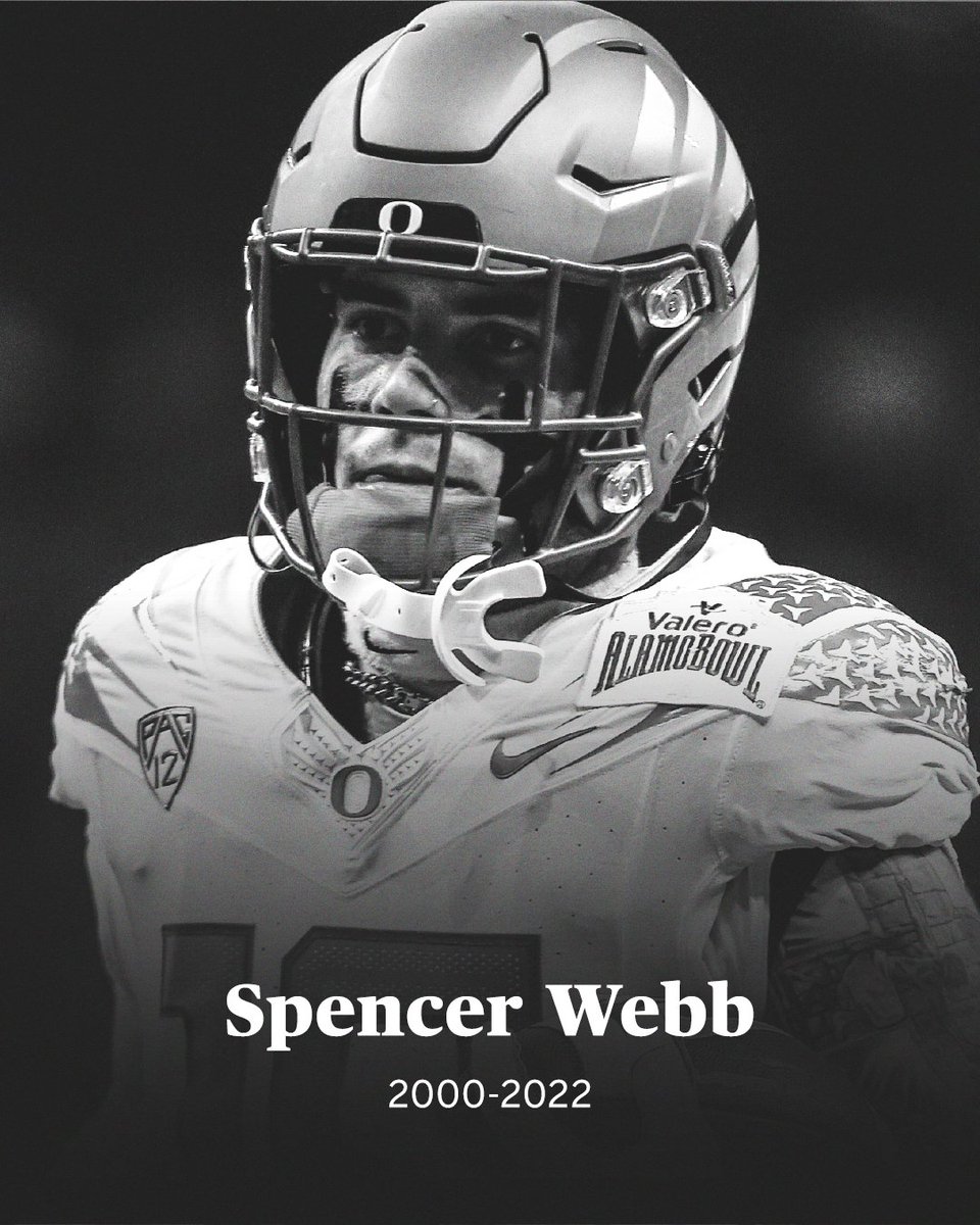 Oregon's Spencer Webb died Wednesday in a recreational accident, Lane County Sheriff's Office announced.

He was 22 years old. es.pn/3O6NlaD