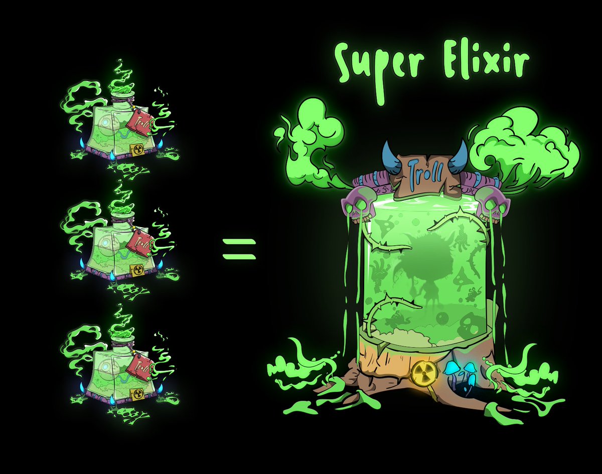 Hello Troll Town Fam! 
You can now check the status of your Elixir Claim here: troll-town.wtf/elixirs-stats/

It will specify how many Trolls you had at the time of Snap Shot (6/24/22 @ 3:35 pm) and how many Elixirs you have claimed.✅

Purchase Elixirs here:  opensea.io/collection/tro…