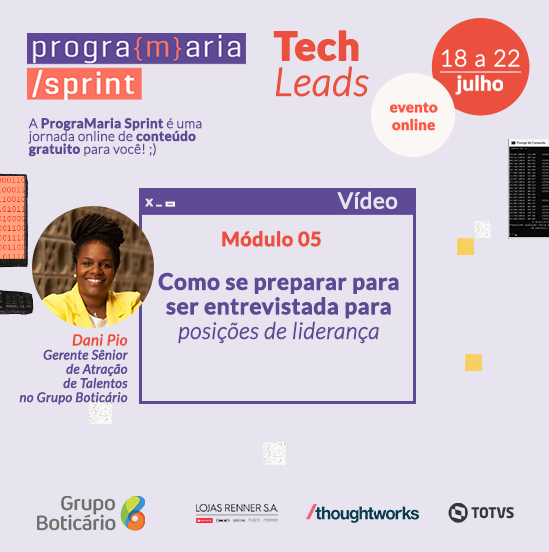 programaria's tweet photo. O 5º e último módulo da #PrograMariaSprint finaliza a semana #techleads com o objetivo de desmistificar e esclarecer como são próximos passos na prática da boa liderança no dia a dia. #VamosJuntes Se inscreva no link da bio! https://t.co/xBeXKMK1gW