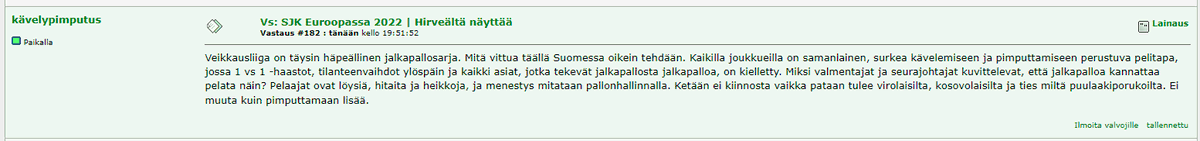 Mukava lukea ajottain forkaltakin asiaviestejä. #Veikkausliiga #UCLfi #UECLfi #suomifutis