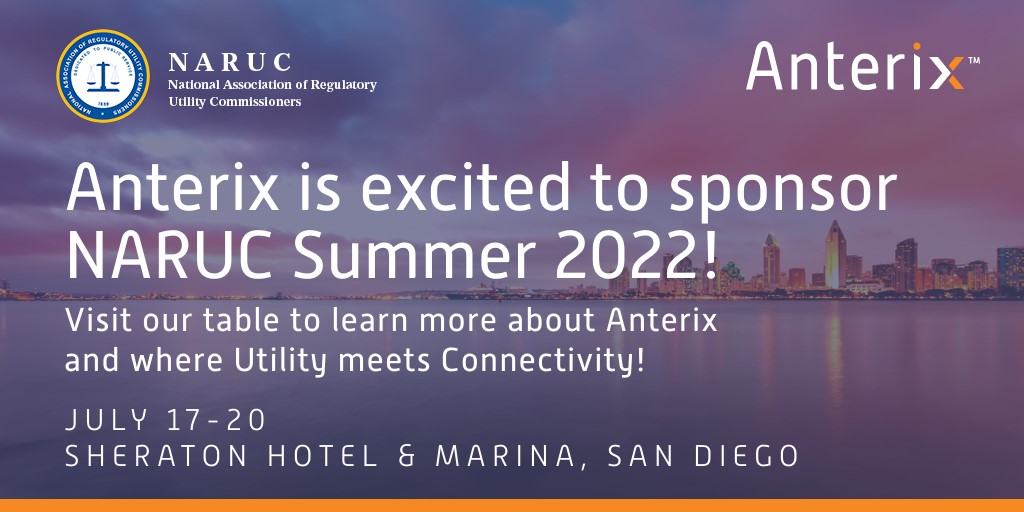 Anterix_Inc's tweet photo. Visit Anterix’s table at @NARUC's Summer Policy Summit 2022, July 17-20! Learn how #privateLTE helps ensure that the grid remains reliable, resilient and affordable as utilities accelerate the transition to clean energy. #NARUCSummer22 https://t.co/WhB5KPlxbO