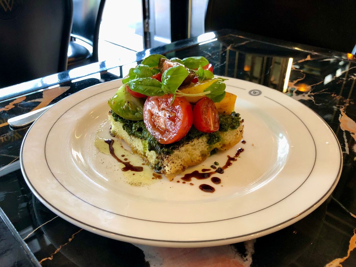 CafeWolseley's tweet photo. Bruschetta of Heritage Tomatoes &amp; Pesto https://t.co/4VLqDKLsqP