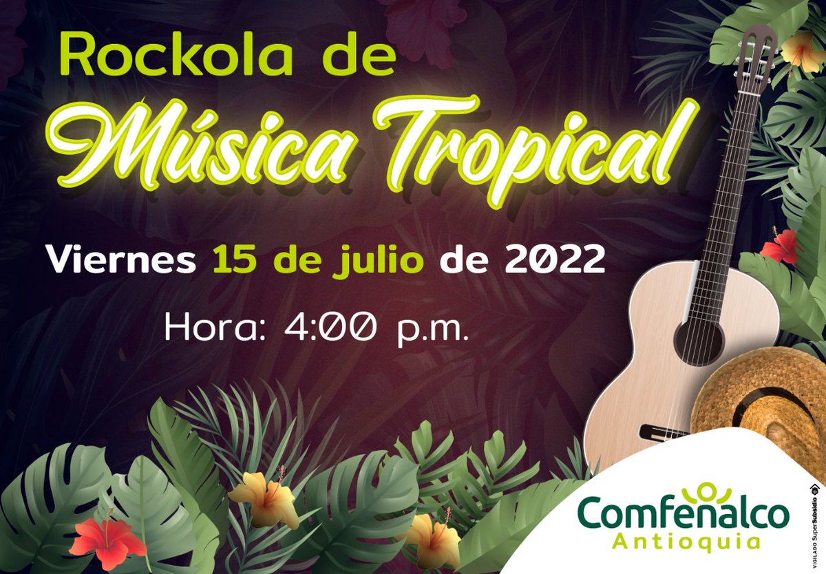 ComfenalcoAnt's tweet photo. Disfruta con nosotros la Rockola de Música Tropical este viernes 15 de julio en el club Edad Dorada💃📻.

Para inscribirte y obtener más información llámanos al 291 20 20.
#culturacomfenalcoant https://t.co/MEQjrwDbdr