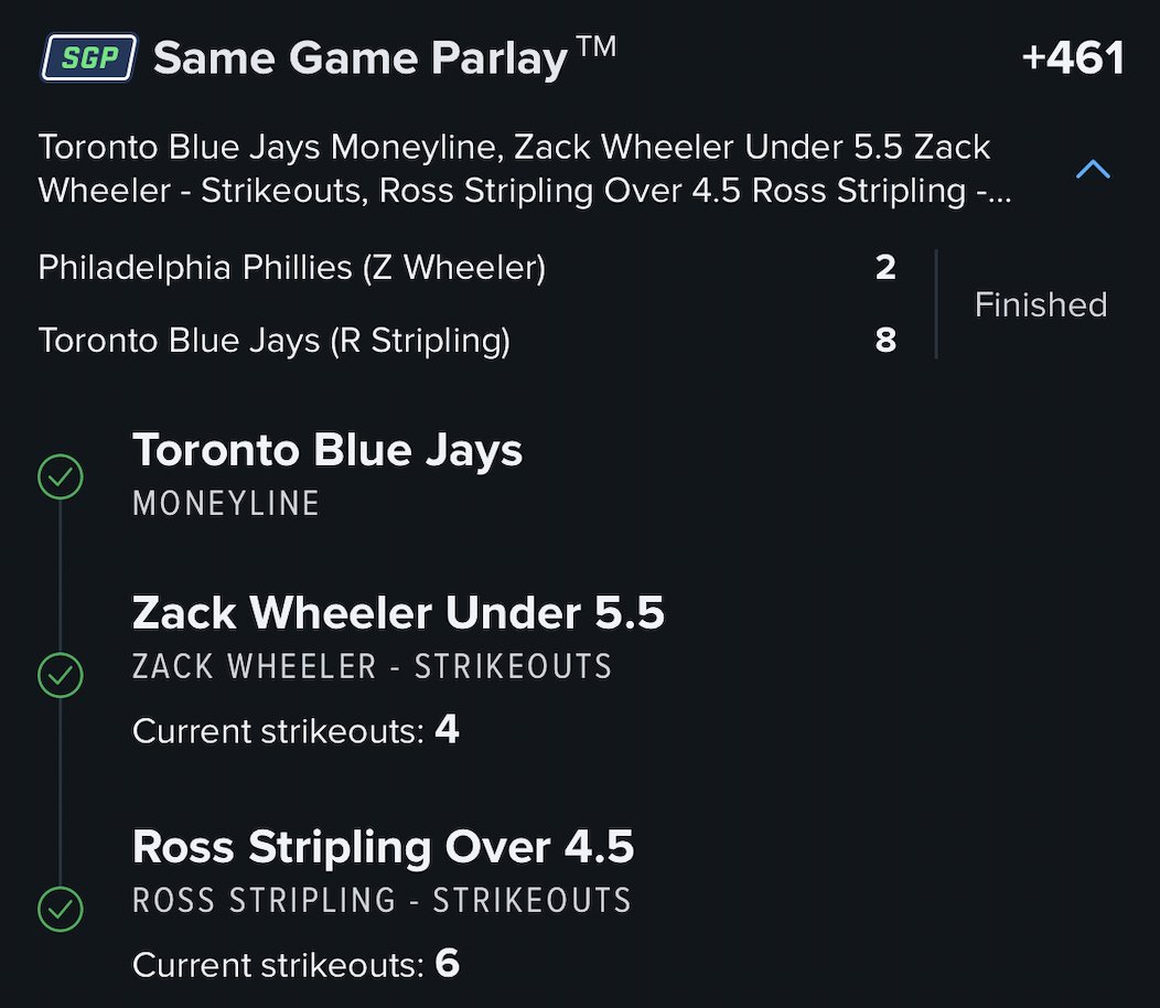 ToadSports's tweet photo. I had a great night with MLB! ⚾️📊👀

✅+737 SGP
✅+461 SGP

Projections are posted on https://t.co/jm9UGBygS6 https://t.co/wGXiaXX90d