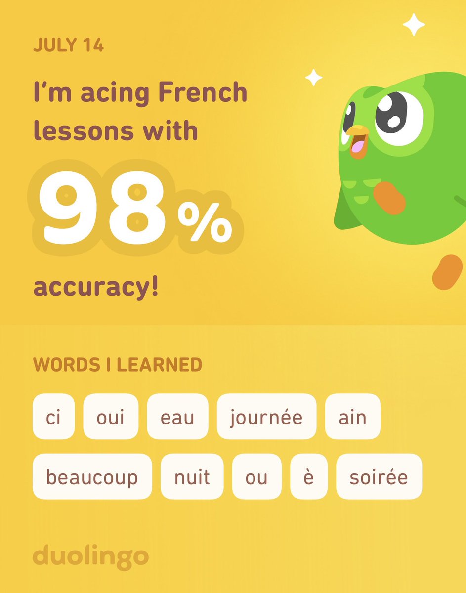 affableolive's tweet image. I’m learning French on Duolingo! It’s free, fun, and effective.